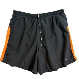 Nike Dri Fit Mens Running Shorts Black Orange Athletic Workout Performance M